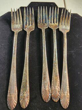 Vintage Set of 5 Crown Silverplated Forks